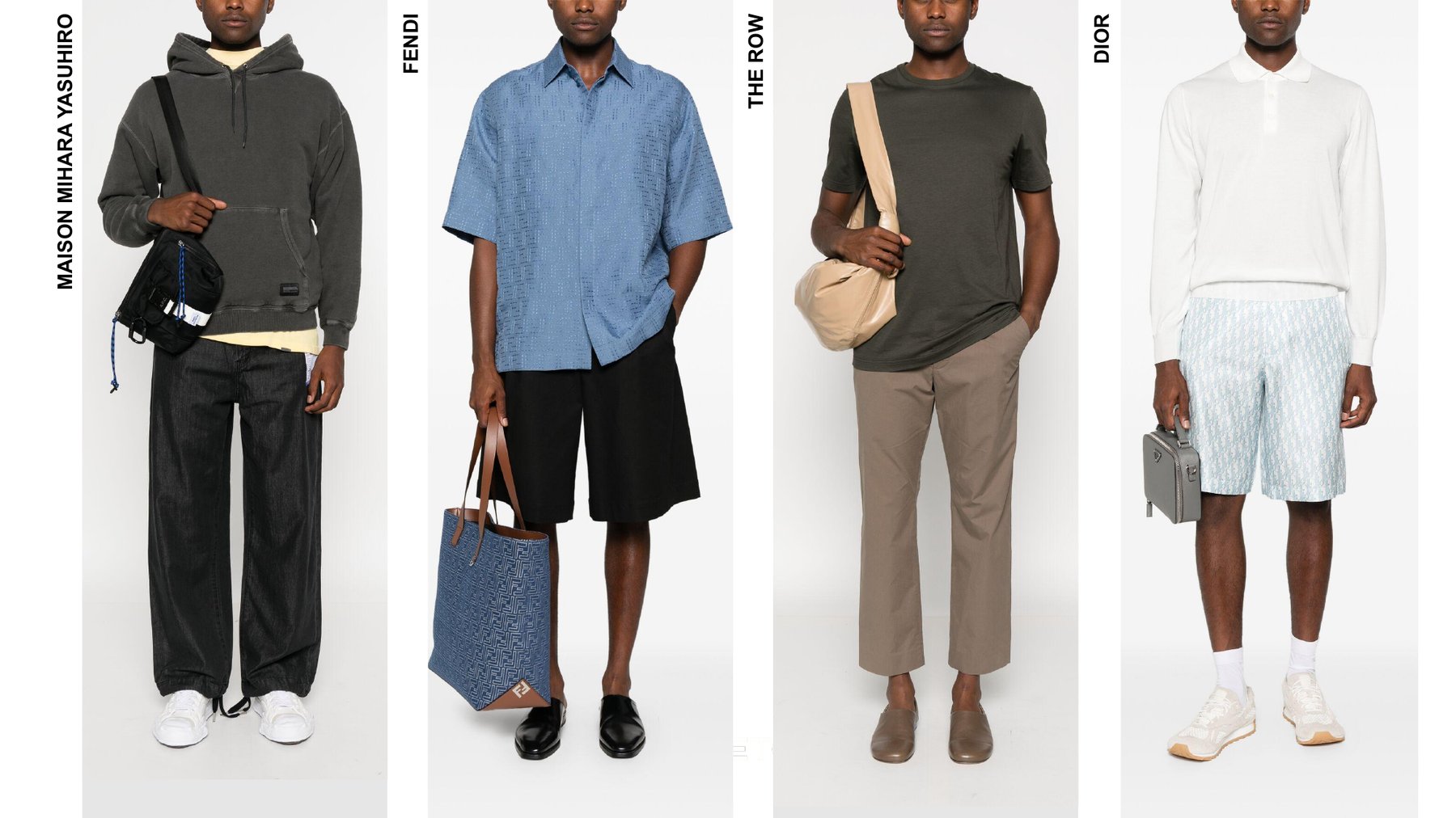 Seleção de roupa de homem — Maison Mihara Yasuhiro, Fendi, The Row, Dior