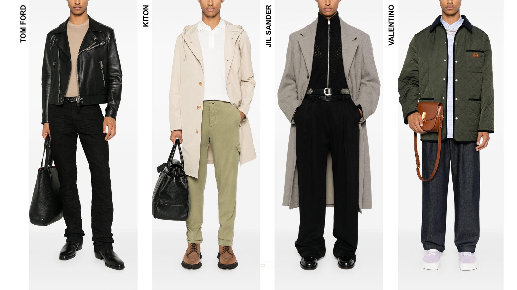 Seleção de roupa de homem — Tom Ford, Kiton, Jil Sander, Valentino