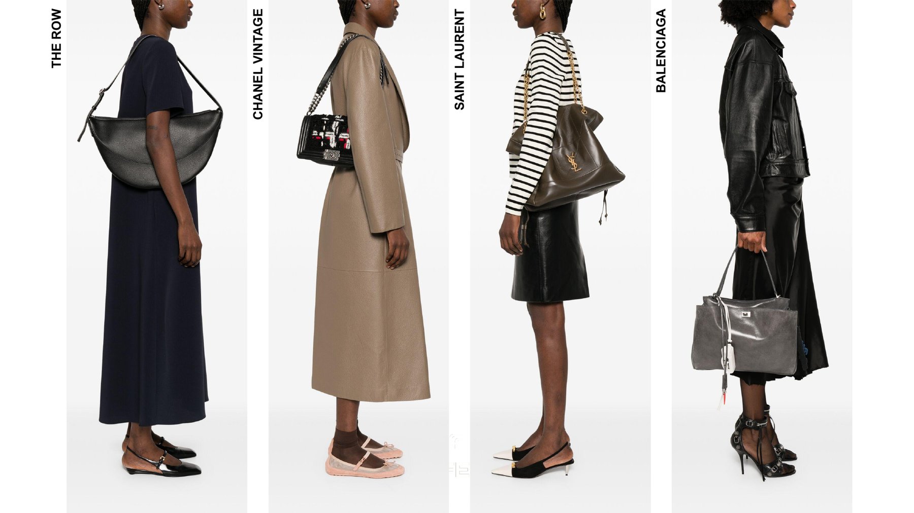 Seleção de malas de senhora — The Row, Chanel Vintage, Saint Laurent, Balenciaga